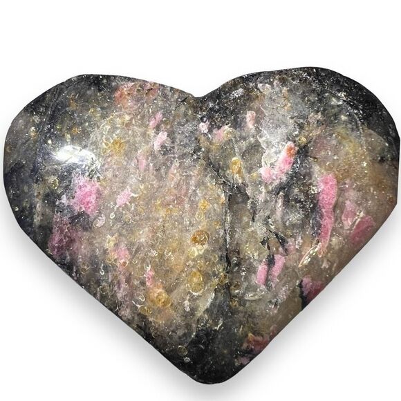 Icy Rhodonite Crystal Heart Carving - Picture 12 of 12